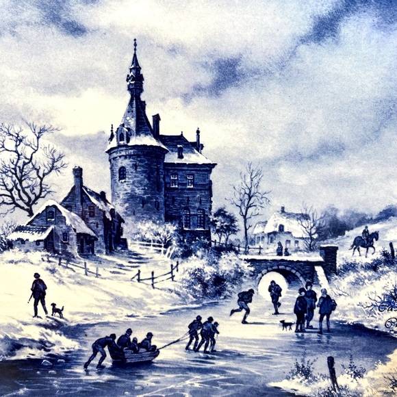 FINAL PRICE 🤑 Vntg Royal Mosa Holland Delft Xmas 1843 Castle in Winter Tile - Picture 5 of 12